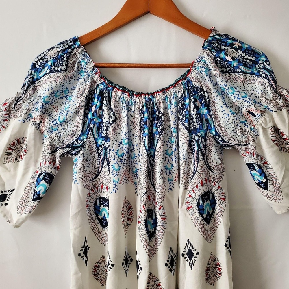 UMGEE Women's Floral Bell Sleeves Off-Shoulder Tunic Mini Dress Size Small - Picture 6 of 13